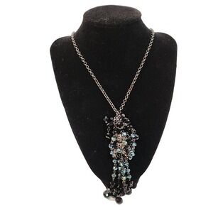 Charming Charlie Black Long Chain Necklace With Beaded Accent At Bottom. NWT